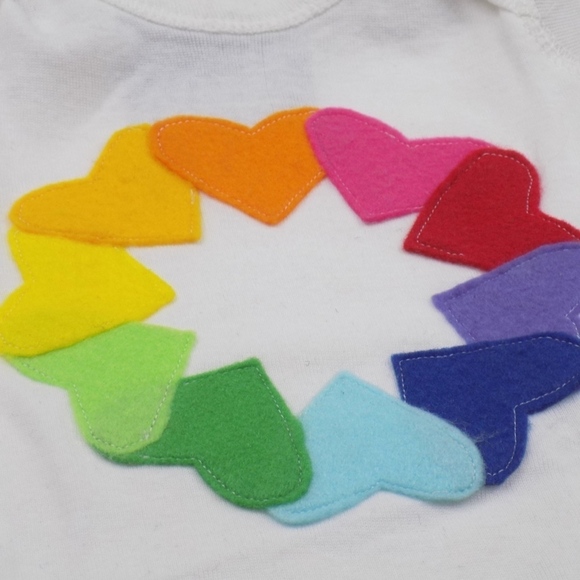 nwt! baby gift rainbow hearts love gay pride handmade - Picture 1 of 4